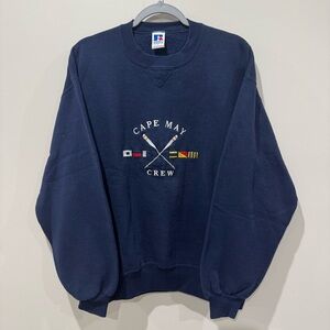 Vtg Cape May Crew Russel Crewneck Navy Sweatshirt Nautical Sailing Timeless